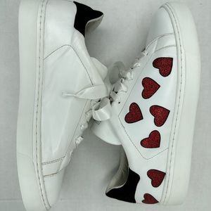 STEFFEN SCHRAUT Womens Leather Love Street Hearts White Sneakers Italian US Sz 9